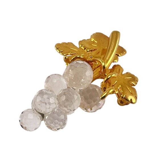 Vintage Swarovski Crystal Grape Cluster Brooch Pin With Gold-Tone Leaves For Wom - Picture 1 of 8